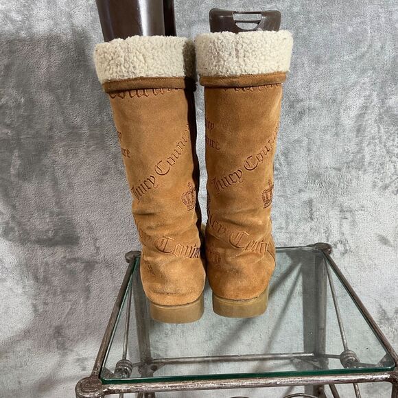 Juicy Couture AOP Suede Mid Calf tall Boots women’s Size 8.5 Brown - Picture 5 of 14